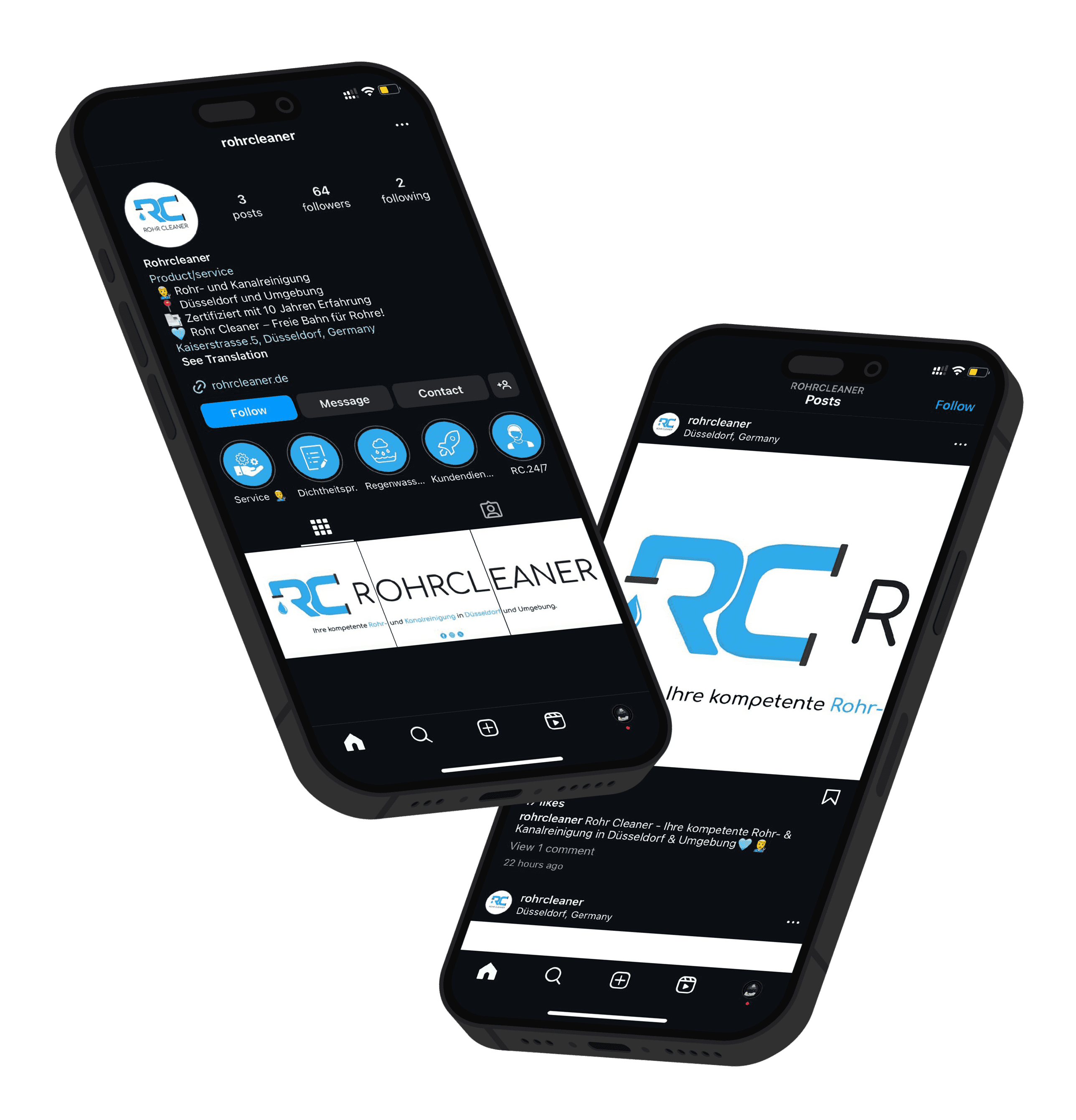 Instagram Account von Rohr Cleaner