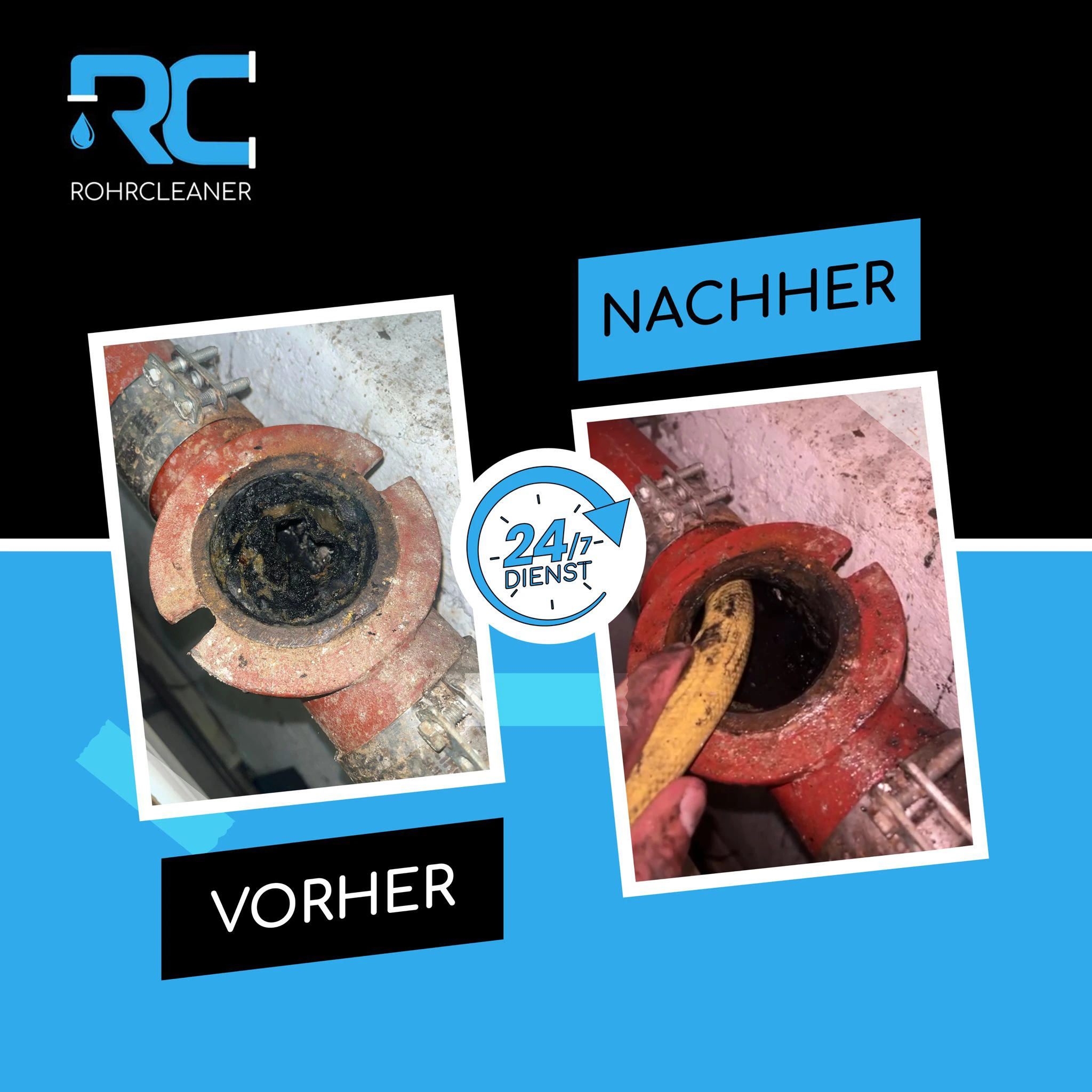 Reinigung nach Rohr Verstopfung